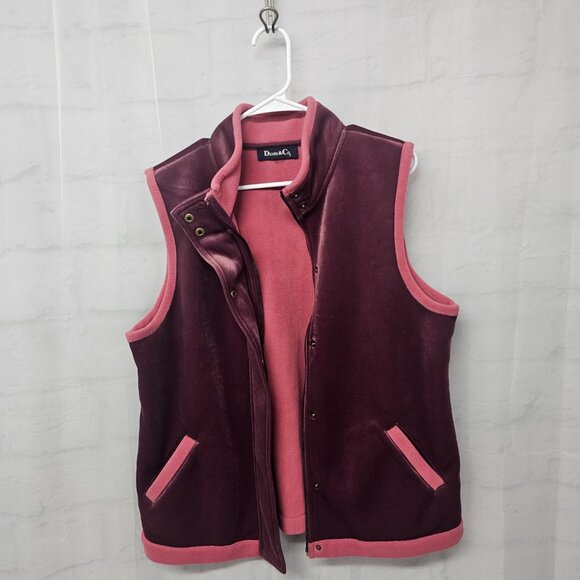 Denim & Co Vest Velour Purple Pink Cozy Winter Casual Outdoors Fleece XL - Picture 5 of 9